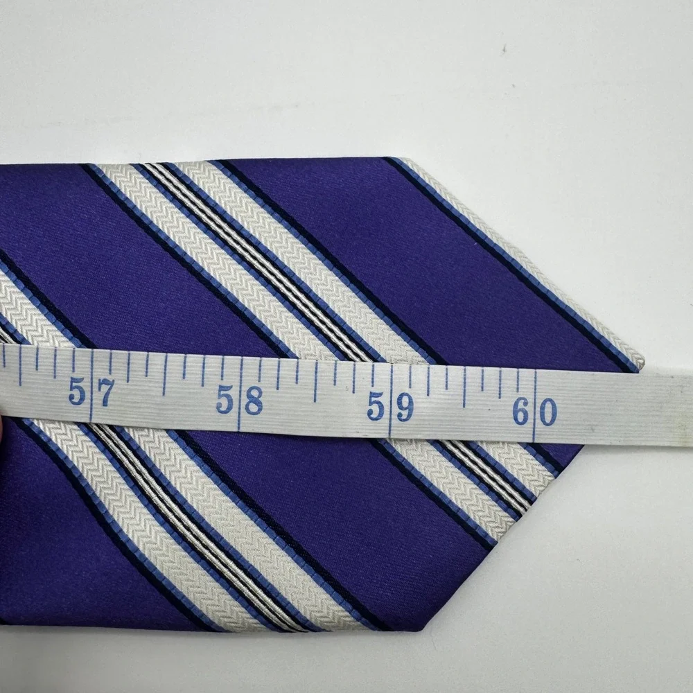Donald J Trump Signature Collection Mens Purple Striped Silk Tie Luxury Designer - Picture 6 of 6